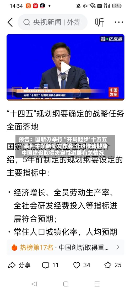 预告：国新办举行“开局起步‘十五五’”系列主题新闻发布会 介绍推动健康中国建设取得决定性进展有关情况-第2张图片