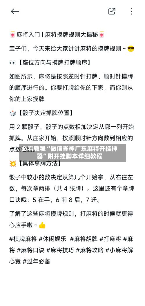 必看教程“微信雀神广东麻将开挂神器	”附开挂脚本详细教程-第2张图片