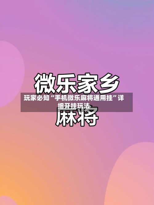 玩家必知“手机微乐麻将通用挂”详细开挂玩法-第3张图片