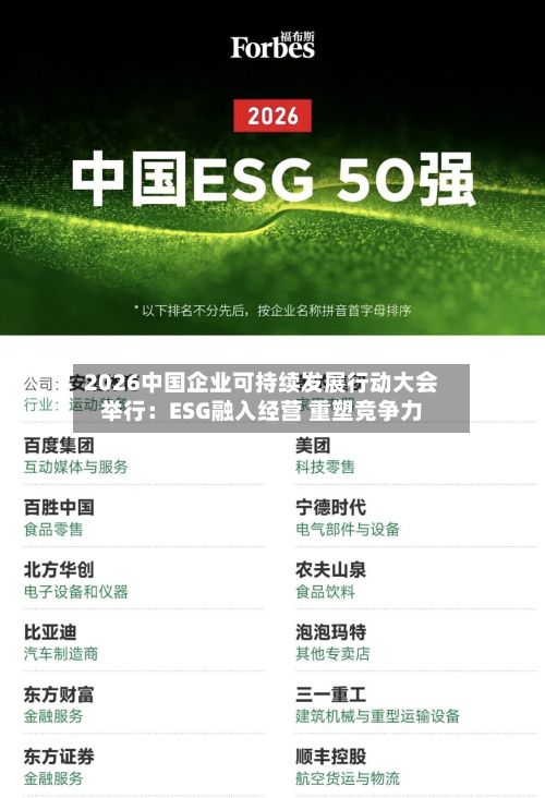 2026中国企业可持续发展行动大会举行:ESG融入经营 重塑竞争力-第2张图片
