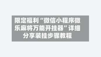 限定福利“微信小程序微乐麻将万能开挂器	”详细分享装挂步骤教程-第2张图片