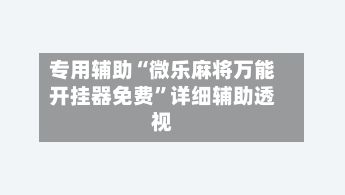 专用辅助“微乐麻将万能开挂器免费”详细辅助透视-第2张图片
