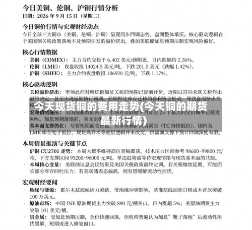 今天现货铜的费用走势(今天铜的期货最新行情)