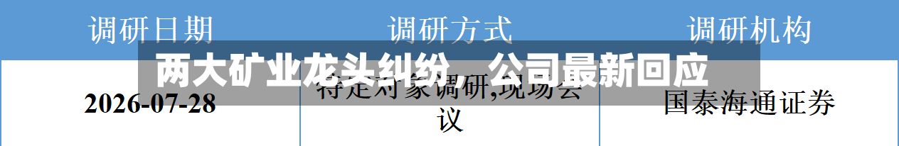 两大矿业龙头纠纷	，公司最新回应-第2张图片