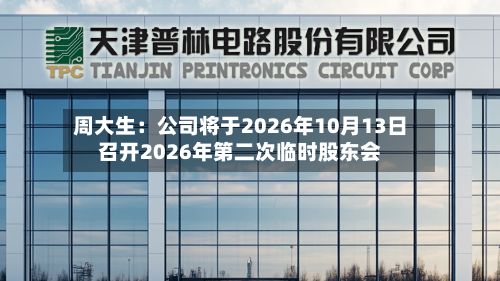 周大生：公司将于2026年10月13日召开2026年第二次临时股东会