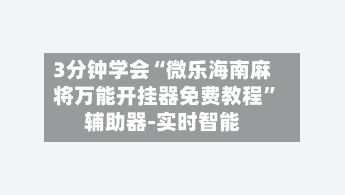 3分钟学会“微乐海南麻将万能开挂器免费教程”辅助器-实时智能-第2张图片