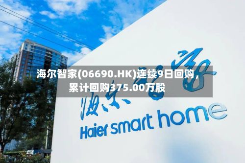 海尔智家(06690.HK)连续9日回购	，累计回购375.00万股-第2张图片