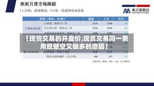 【现货交易的开盘价,现货交易同一费用既做空又做多的原因】-第2张图片