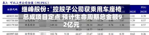 继峰股份：控股子公司获乘用车座椅总成项目定点 预计生命周期总金额92亿元-第3张图片