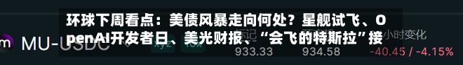 环球下周看点：美债风暴走向何处？星舰试飞	、OpenAI开发者日、美光财报、“会飞的特斯拉”接力亮相-第2张图片