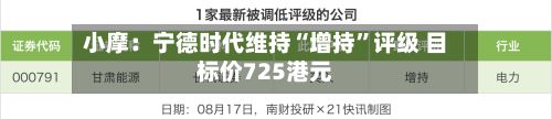 小摩：宁德时代维持“增持	”评级 目标价725港元-第2张图片