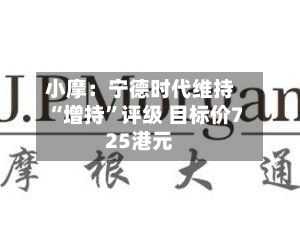 小摩：宁德时代维持“增持”评级 目标价725港元-第1张图片