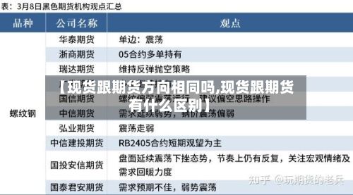 【现货跟期货方向相同吗,现货跟期货有什么区别】-第3张图片