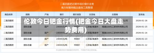 伦敦今日钯金行情(钯金今日大盘走势费用)