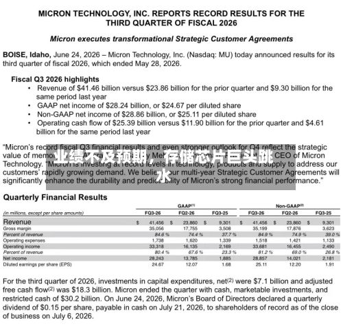 业绩不及预期，存储芯片巨头跳水