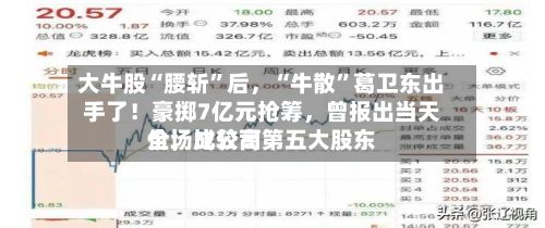 大牛股“腰斩”后，“牛散	”葛卫东出手了！豪掷7亿元抢筹	，曾报出当天全场比较高价，成公司第五大股东-第2张图片