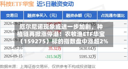 厄尔尼诺现象或进一步加剧，种植链再掀涨停潮！农牧渔ETF华宝（159275）标的指数盘中涨超2%
