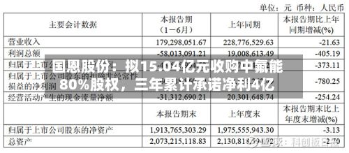 国恩股份：拟15.04亿元收购中氟能80%股权	，三年累计承诺净利4亿-第2张图片