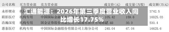 汇通能源：2026年第三季度营业收入同比增长17.75%-第1张图片