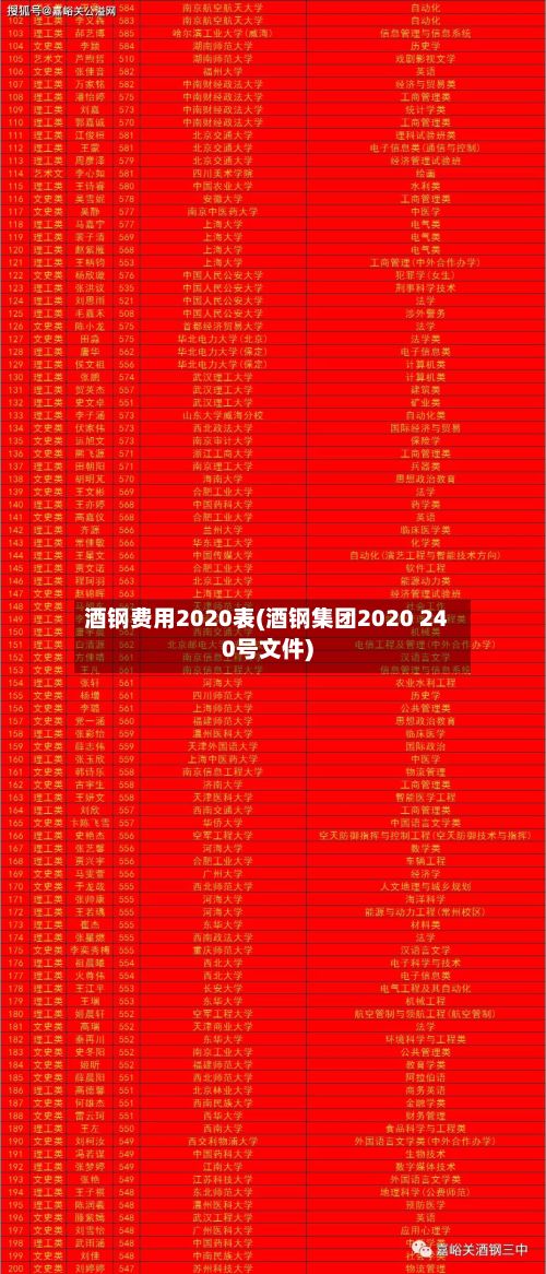 酒钢费用2020表(酒钢集团2020 240号文件)-第2张图片