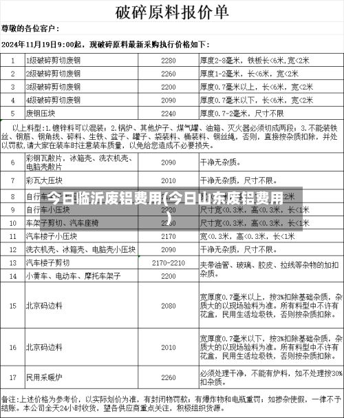 今日临沂废铝费用(今日山东废铝费用)-第2张图片