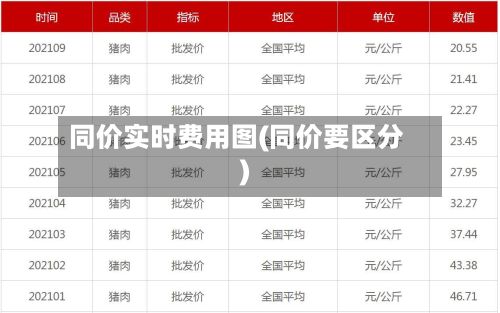 同价实时费用图(同价要区分)-第2张图片