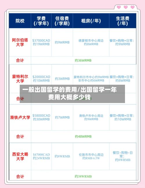 一般出国留学的费用/出国留学一年费用大概多少钱