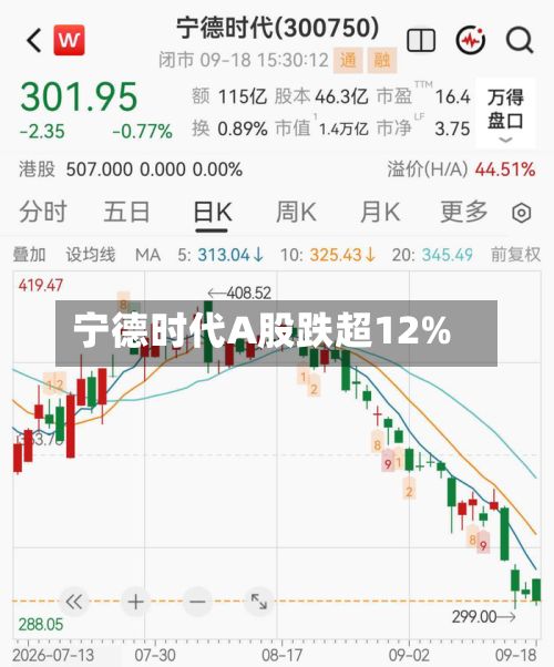 宁德时代A股跌超12%