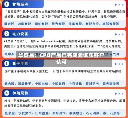 华盛昌：CPO产品已完成验证获客户认可-第1张图片