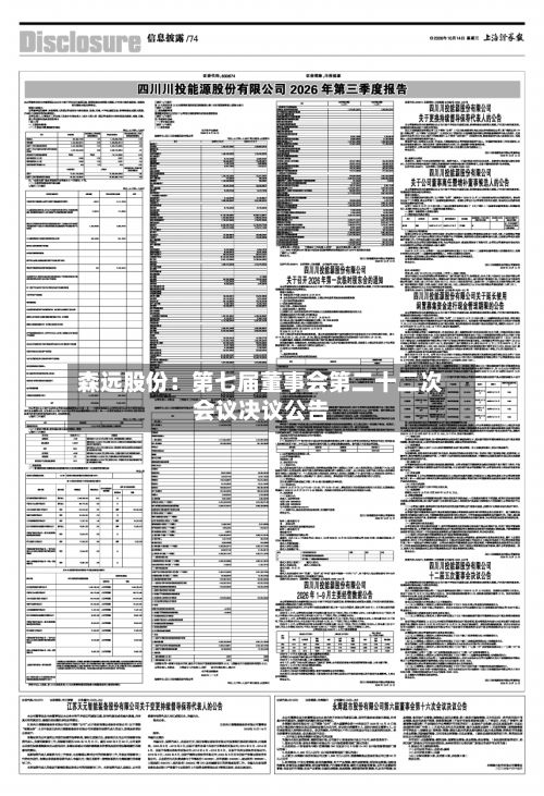 森远股份：第七届董事会第二十二次会议决议公告