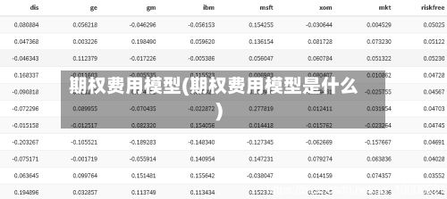 期权费用模型(期权费用模型是什么)-第2张图片