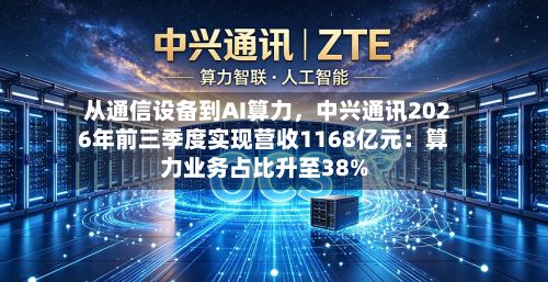 从通信设备到AI算力，中兴通讯2026年前三季度实现营收1168亿元：算力业务占比升至38%-第1张图片