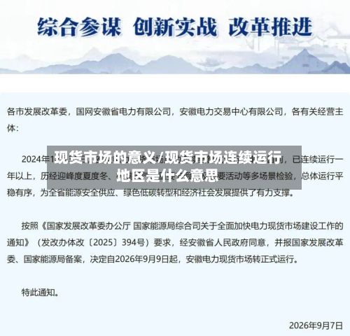现货市场的意义/现货市场连续运行地区是什么意思-第2张图片