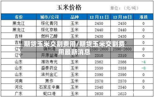 期货玉米交割费用/期货玉米交割费用最新消息