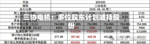 三协电机：多位股东计划减持股份