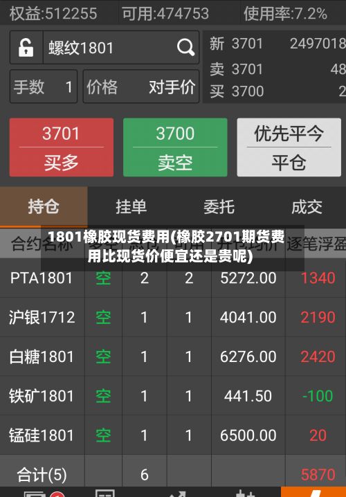 1801橡胶现货费用(橡胶2701期货费用比现货价便宜还是贵呢)
