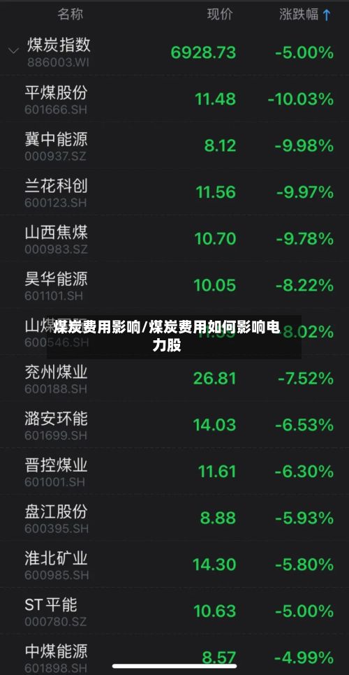 煤炭费用影响/煤炭费用如何影响电力股