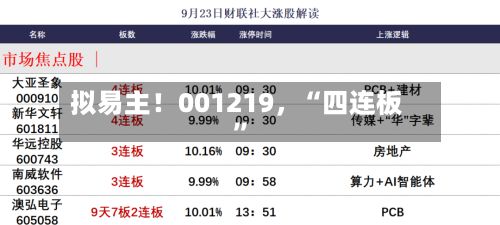 拟易主！001219，“四连板	”-第2张图片