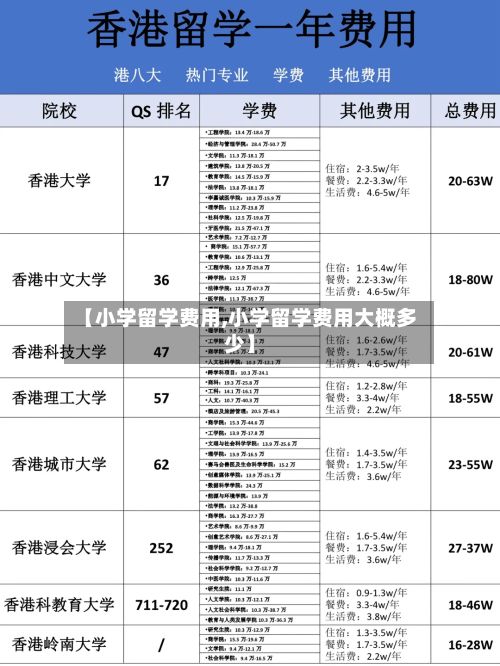 【小学留学费用,小学留学费用大概多少】