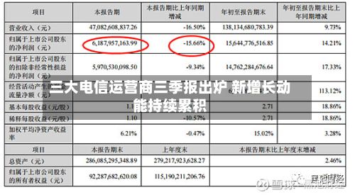 三大电信运营商三季报出炉 新增长动能持续累积-第3张图片