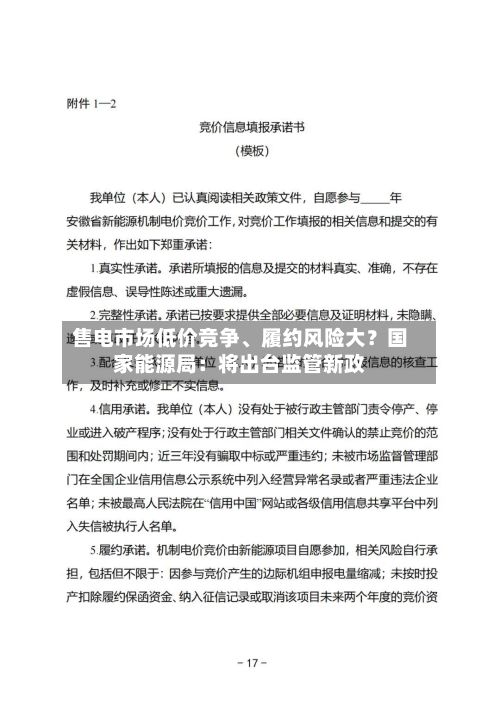 售电市场低价竞争、履约风险大？国家能源局：将出台监管新政