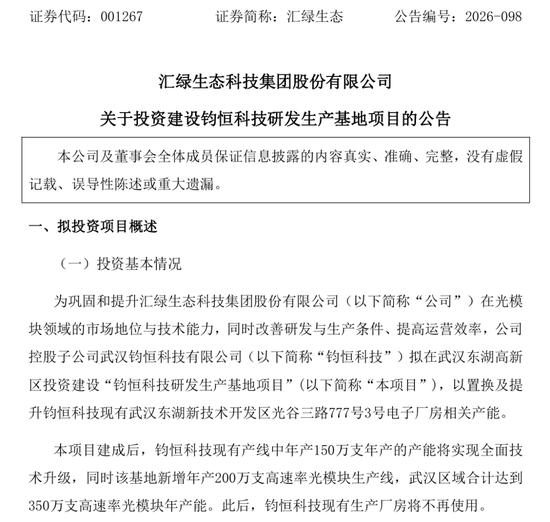 001267，拟扩产光模块