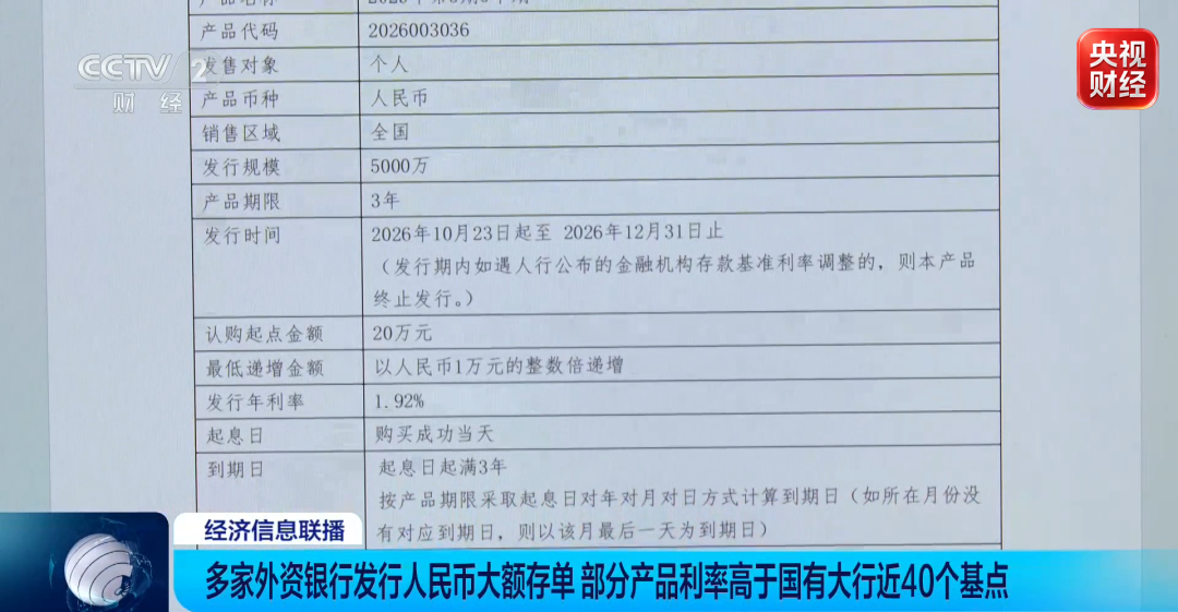 事关大额存单，多家外资银行密集上架→